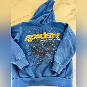 Spyder Blue Hoodie with Black and Yellow Design